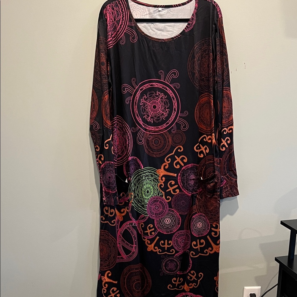 Black Multicolor Long Sleeve Patterned Bohemian W… - image 1